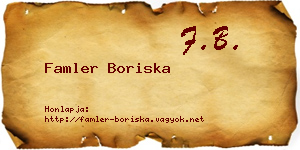 Famler Boriska névjegykártya
